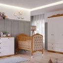 Ver imagem 5 de Berço 100% Mdf Nature Americano Vira Cama com Capitonê