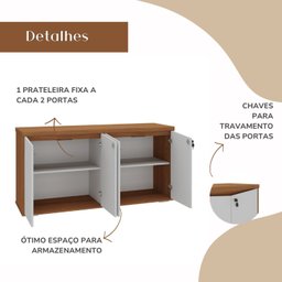 Balcão para Escritório 4 Portas com Chaves - 9