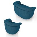 Ver imagem 5 de Conjunto Sala de Estar Decorativo Latvia Sofá Namoradeira e Poltrona Pés de Madeira Linho Azul G45 -