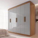 Ver imagem 1 de Guarda-Roupa MDF Fenix 06 Portas de Bater 06 Gavetas Marrom/Cinamomo/Off White