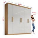 Ver imagem 4 de Guarda-Roupa MDF Fenix 06 Portas de Bater 06 Gavetas Marrom/Cinamomo/Off White