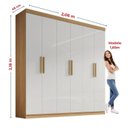 Ver imagem 6 de Guarda-Roupa MDF Fenix 06 Portas de Bater 06 Gavetas Marrom/Cinamomo/Off White