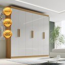 Ver imagem 7 de Guarda-Roupa MDF Fenix 06 Portas de Bater 06 Gavetas Marrom/Cinamomo/Off White