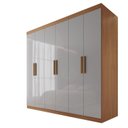 Ver imagem 4 de Guarda-Roupa MDF Fenix 06 Portas de Bater 06 Gavetas Marrom/Cinamomo/Off White