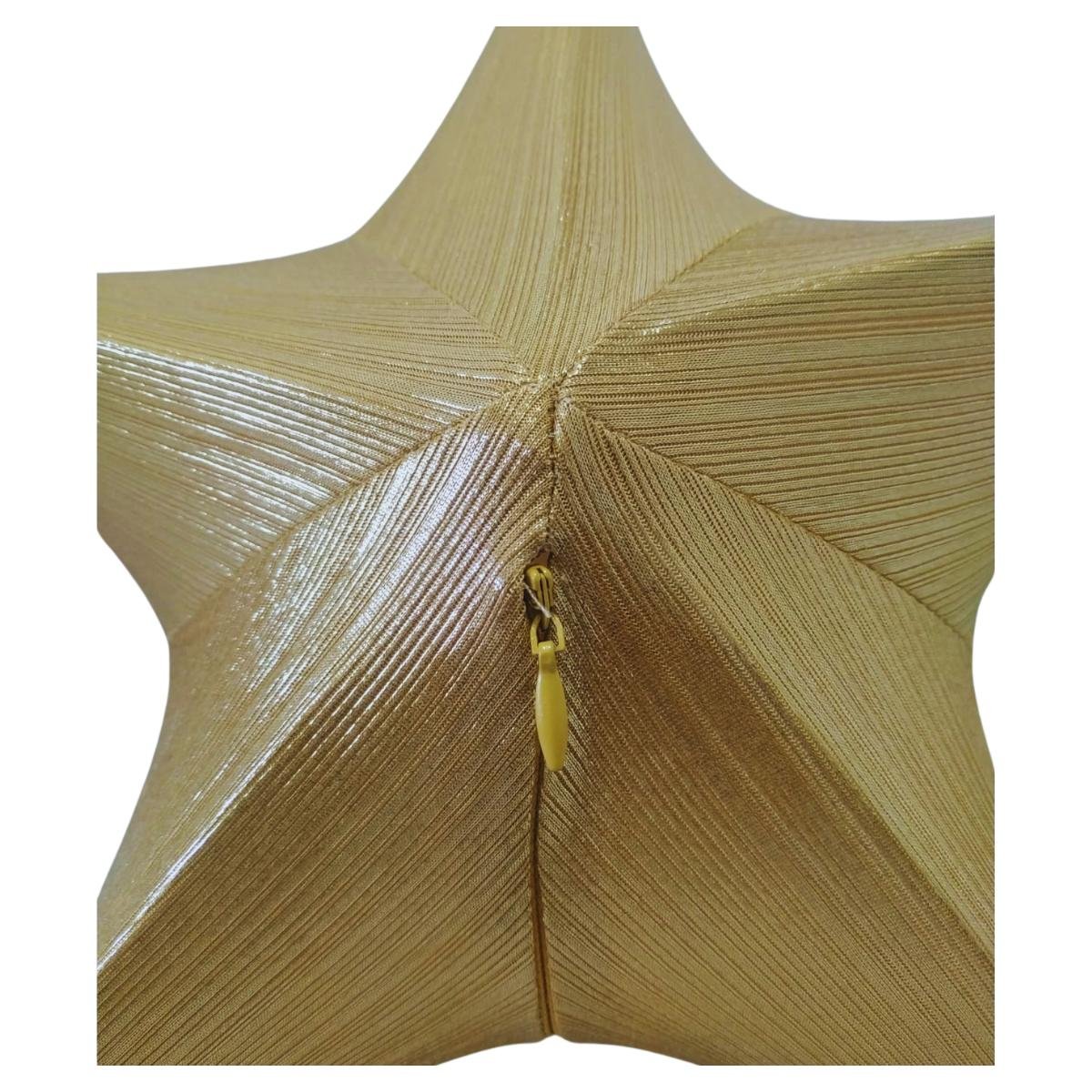 Enfeite Natalino Estrela Tecido Metalizado Dourado 80cm - 3