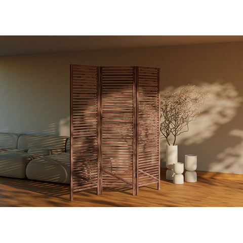 Biombo Decorativo Oliver 3 Folhas em Madeira Maciça Espresso Móveis