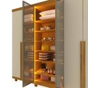 Ver mais imagens de Guarda Roupa 6 Portas Casal Reflecta Led Imperatriz Naturale Off White - Gelius