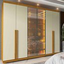 Ver imagem 2 de Guarda Roupa 6 Portas Casal Reflecta Led Imperatriz Naturale Off White - Gelius