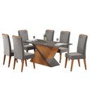 Ver imagem 2 de Mesa de Jantar Retangular Bmw com 6 Cadeiras Madeira Maciça Vegas Yescasa Cinza/Mel/Brilho/Grafite