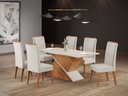 Ver imagem 1 de Mesa de Jantar Retangular Bmw com 6 Cadeiras Madeira Maciça Vegas Yescasa Bege/Mel/Blonde/Marfim