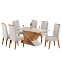 Ver imagem 2 de Mesa de Jantar Retangular Bmw com 6 Cadeiras Madeira Maciça Vegas Yescasa Bege/Mel/Blonde/Marfim
