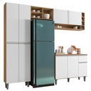 Ver imagem 1 de Cozinha Modulada 2,30m Compacta Vanessa com Balcão Branco Amêndoa/branco