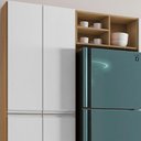 Ver imagem 5 de Cozinha Modulada 2,30m Compacta Vanessa com Balcão Branco Amêndoa/branco