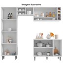 Ver imagem 4 de Cozinha Modulada 2,30m Compacta Vanessa com Balcão Branco Amêndoa/branco