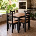 Ver imagem 1 de Mesa de Jantar 4 Lugares com 4 Cadeiras em Madeira Maciça Rústic Preto/Mel