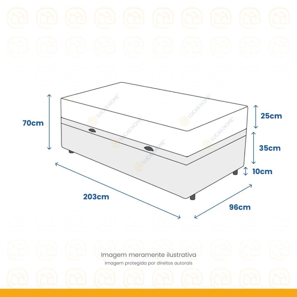 Cama Box Baú Solteiro King + Colchão de Molas Ensacadas Ortobom Airtech 96cm Suporta até 150 Kg - 3