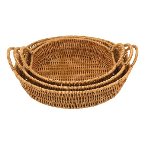 Jogo 3 Peças Decorativa Organizadora Cesta Plástico Natural