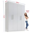 Ver imagem 5 de Guarda-Roupa Solteiro MDF Fenix 04 Portas 03 Gavetas Branco