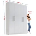 Ver imagem 6 de Guarda-Roupa Solteiro MDF Fenix 04 Portas 03 Gavetas Branco