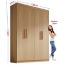 Ver imagem 5 de Guarda-Roupa Solteiro MDF Fenix 04 Portas 03 Gavetas Marrom/Cinamomo