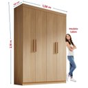 Ver imagem 6 de Guarda-Roupa Solteiro MDF Fenix 04 Portas 03 Gavetas Marrom/Cinamomo