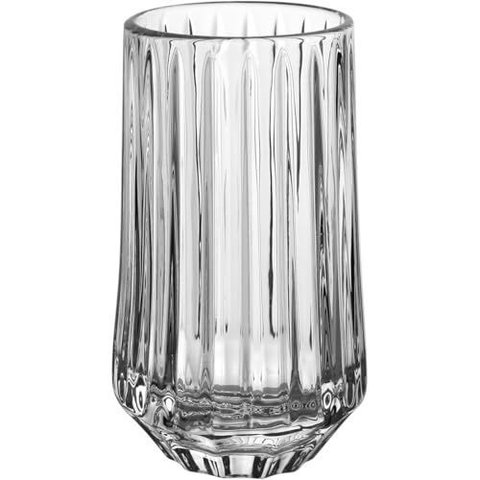 Kit 6 Copos Água Suco Alto Home&co Lapidado Vidro 360ml 14x8x8cm Transparente