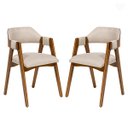 Ver imagem 1 de Kit 2 Cadeiras Decorativas Estofada Moderna Lua em Madeira Linho Bege L59 Rmi