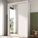 Ver imagem 1 de Guarda-Roupa Solteiro 2 Portas com Espelho Ágata Yescasa Branco