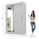 Ver imagem 4 de Guarda-Roupa Solteiro 2 Portas com Espelho Ágata Yescasa Branco