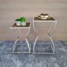 Conjunto de Mesas Laterais Mesa de Canto P/ Decoração Belt - Prata/villandry - 6