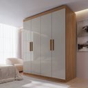 Ver imagem 1 de Guarda-Roupa Solteiro MDF Fenix 04 Portas 03 Gavetas Marrom/Cinamomo/Off White