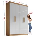 Ver imagem 6 de Guarda-Roupa Solteiro MDF Fenix 04 Portas 03 Gavetas Marrom/Cinamomo/Off White