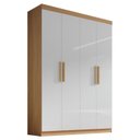 Ver imagem 4 de Guarda-Roupa Solteiro MDF Fenix 04 Portas 03 Gavetas Marrom/Cinamomo/Off White