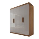 Ver imagem 4 de Guarda-Roupa Solteiro MDF Fenix 04 Portas 03 Gavetas Marrom/Cinamomo/Off White