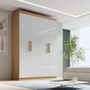 Ver imagem 1 de Guarda-Roupa Solteiro MDF Fenix 04 Portas 03 Gavetas Marrom/Cinamomo/Off White