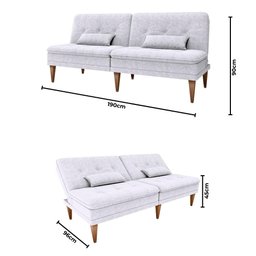 Sofá Cama na Caixa 3 Lugares 190cm e Almofadas Taylor Matrix Bege - 6