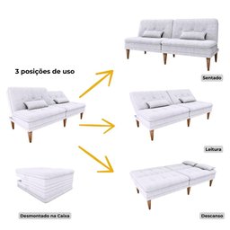 Sofá Cama na Caixa 3 Lugares 190cm e Almofadas Taylor Matrix Bege - 5