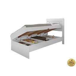 Cama Solteiro Reforçada com Baú Interno Larissa Mdf/mdp Branca - 4