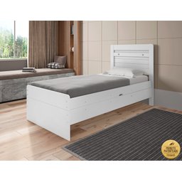 Cama Solteiro Reforçada com Baú Interno Larissa Mdf/mdp Branca - 2
