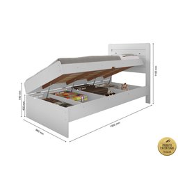 Cama Solteiro Reforçada com Baú Interno Larissa Mdf/mdp Branca - 3