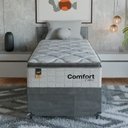 Ver mais imagens de Cama Box Baú Solteiro + Colchão Comfort Class Pillow Top Branco/suede Cinza