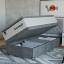 Ver imagem 1 de Cama Box Baú Solteiro + Colchão Comfort Class Pillow Top Branco/suede Cinza