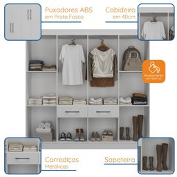 Guarda-roupa Casal 8 Portas 2 Gavetas 2 Basculante Rubi Yescasa - 5