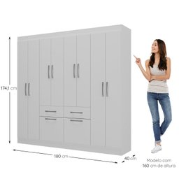 Guarda-roupa Casal 8 Portas 2 Gavetas 2 Basculante Rubi Yescasa - 4