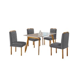 Conjunto Sala de Jantar 4 Lugares Mesa e Cadeiras Slim Madeira Maciça - 2