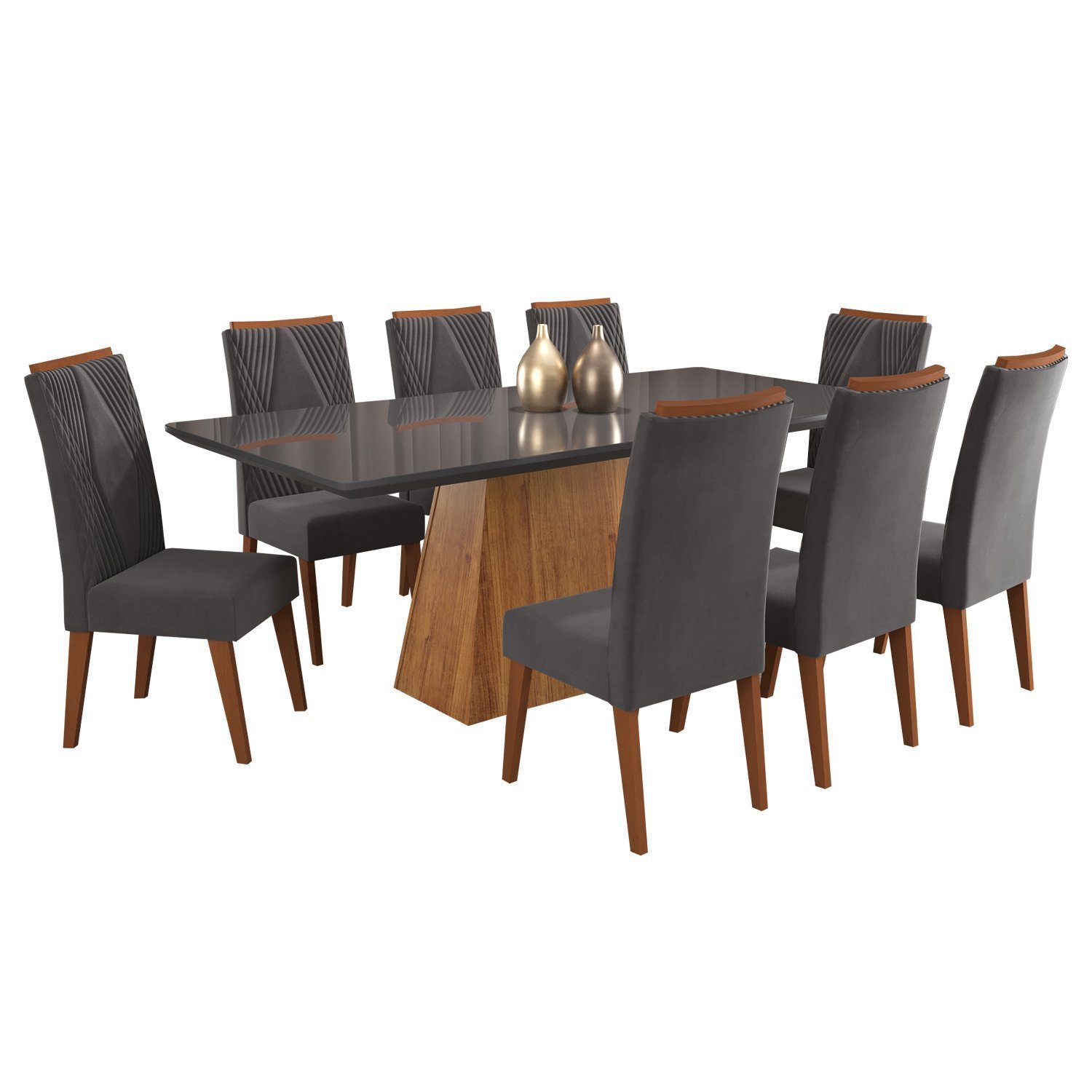 Mesa de Jantar Retangular Sylk com 8 Cadeiras Madeira Maciça Vegas  - 2