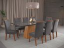Ver imagem 1 de Mesa de Jantar Retangular Sylk com 8 Cadeiras Madeira Maciça Vegas Yescasa Cinza/Mel/Grafite