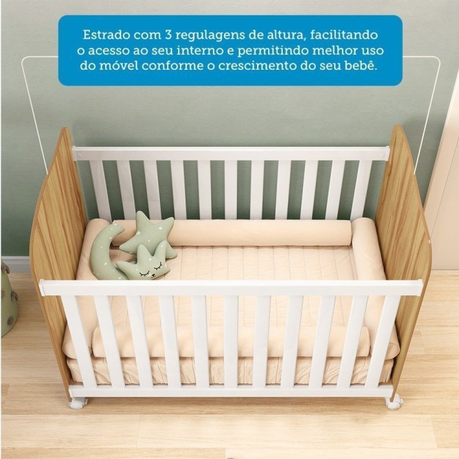 Conjunto para Quarto de Bebê 1 Berço Americano Uli 1 Guarda Roupa Júnior - 10