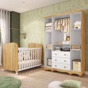 Ver imagem 2 de Quarto de Bebê Berço e Guarda-Roupa 4 Portas Mimo 100% MDF Espresso Móveis Branco Brilho/Amêndoa