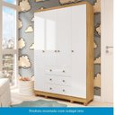 Ver imagem 7 de Quarto de Bebê Berço e Guarda-Roupa 4 Portas Mimo 100% MDF Espresso Móveis Branco Brilho/Amêndoa